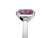 Solitaire Engagement Ring Setting for Fancy Pink Emerald Cut Center with Basket Rail and Prong Head in White Gold