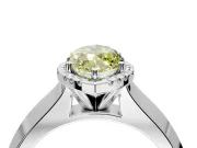 Halo Engagement Ring Setting for Fancy Yellow Marquise Center with Knife Ridge Cathedral Band and Prong Head in White Gold