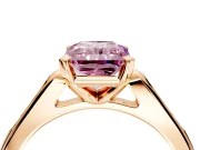 Solitaire Engagement Ring Setting for Fancy Pink Radiant Cut Center with Channel Accents and Prong Head in Rose Gold