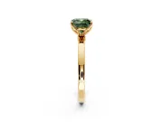 Solitaire Engagement Ring Setting for Fancy Green Cushion Cut Center with Thin Rounded Plain Band and Prong Head in Yellow Gold