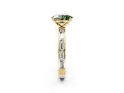Solitaire Engagement Ring Setting for Fancy Green Oval Center with Channel Baguette Band and Prong Head in Yellow Gold