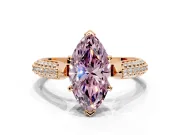 Solitaire Engagement Ring Setting for Fancy Pink Marquise Center with Multi-Row Accents and Prong Head in Rose Gold