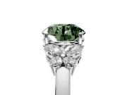 Solitaire Engagement Ring Setting for Fancy Green Round Cut Center with Marquise Flower Shoulders and Prong Head in White Gold
