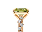 Solitaire Engagement Ring Setting for Fancy Yellow Emerald Cut Center with Trailing Leaf Accent Band and Prong Head in Rose Gold