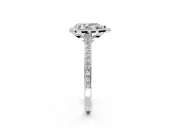 Halo Engagement Ring Setting for Pear-Shaped Center with Pave Accents, Heart Basket and Prong Head in Platinum