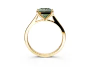 Solitaire Engagement Ring Setting for Fancy Green Princess Cut Center with Tapered Shoulders and Prong Head in Yellow Gold