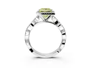 Halo Engagement Ring Setting for Fancy Yellow Princess Cut Center with Pave and Plain Twist Band and Prong Head in White Gold