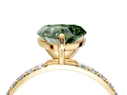 Solitaire Engagement Ring Setting for Fancy Green Heart-Shaped Center with Pave Accents and Prong Head in Yellow Gold