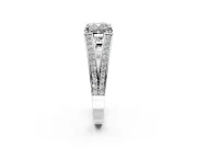 Split Shank Engagement Ring Setting for Cushion Cut Center with Pave Split Shank and Prong Head in Platinum