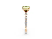 Solitaire Engagement Ring Setting for Fancy Yellow Asscher Cut Center with Alternating Size Accents and Prong Head in Rose Gold