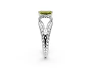 Halo Engagement Ring Setting for Fancy Yellow Emerald Cut Center with Rope Twist Split Shank and Prong Head in Platinum