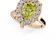 Single Halo Engagement Ring Setting for Fancy Yellow Pear-Shaped Center with Corner Claws, Plain Band and Prong Head in Rose Gold