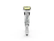 Solitaire Engagement Ring Setting for Fancy Yellow Asscher Cut Center with Graduated Shared Prongs and Prong Head in Platinum