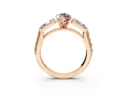 Channel-Set Engagement Ring Setting for Fancy Pink Marquise Center with Baguette Band and Prong Head in Rose Gold
