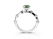 Solitaire Engagement Ring Setting for Fancy Green Oval Center with Bezel Station Band and Prong Head in Platinum