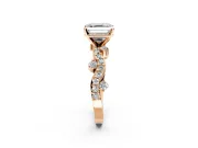 Solitaire Engagement Ring Setting for Asscher Cut Center with Bar-Station Pave Twist and Prong Head in Rose Gold