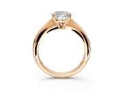 Solitaire Engagement Ring Setting for Cushion Cut Center with Reverse Tapered Band and Prong Head in Rose Gold