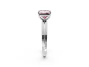 Solitaire Engagement Ring Setting for Fancy Pink Princess Cut Center with Wide Knife Ridge Band and Prong Head in Platinum