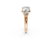 Cluster Engagement Ring Setting for Radiant Cut Center with Round Cut Accent Frame and Prong Head in Rose Gold