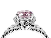 Halo Engagement Ring Setting for Fancy Pink Oval Center with Rope Twist Split Shank and Prong Head in Sterling Silver