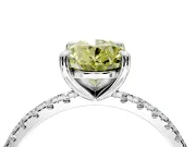 Solitaire Engagement Ring Setting for Fancy Yellow Oval Center with Fine Pave Narrow Band and Prong Head in White Gold