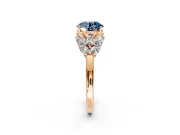 Leaf Cluster Engagement Ring Setting for Fancy Blue Round Cut Center with Marquise Accents and Prong Head in Rose Gold