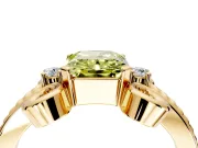 Solitaire Engagement Ring Setting for Fancy Yellow Radiant Cut Center with Twisted Band and Scroll Prong Head in Yellow Gold