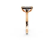 Single Halo Engagement Ring Setting for Fancy Blue Princess Cut Center with Corner Claws, Plain Band and Prong Head in Rose Gold