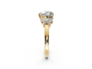 Solitaire Engagement Ring Setting for Heart-Shaped Center with Marquise Flower Shoulders and Prong Head in Yellow Gold