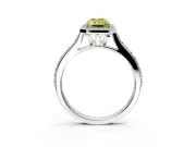 Halo Engagement Ring Setting for Fancy Yellow Radiant Cut Center with Pave Accents, Heart Basket and Prong Head in Sterling Silver