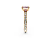 Solitaire Engagement Ring Setting for Fancy Pink Princess Cut Center with Shared-Prong Accents and Prong Head in Yellow Gold