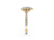 Halo Engagement Ring Setting for Pear-Shaped Center with Pave Accents, Heart Basket and Prong Head in Yellow Gold