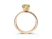 Solitaire Engagement Ring Setting for Fancy Yellow Cushion Cut Center with Shared-Prong Accents and Prong Head in Rose Gold