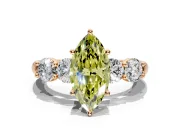 5 Stone Engagement Ring Setting for Fancy Yellow Marquise Center with Graduated Accents and Prong Head in Rose Gold