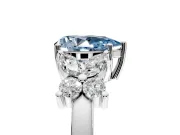 Floral Engagement Ring Setting for Fancy Blue Pear-Shaped Center with Marquise Cluster Shoulders and Prong Head in Sterling Silver