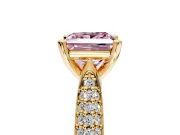 Solitaire Engagement Ring Setting for Fancy Pink Princess Cut Center with Multi-Row Accents and Prong Head in Yellow Gold