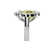 Single Halo Engagement Ring Setting for Fancy Yellow Round Cut Center with Corner Claws, Plain Band and Prong Head in Platinum