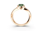 Bezel Engagement Ring Setting for Fancy Green Cushion Cut Center with Wide Channel-Set Band and Bezel Head in Rose Gold
