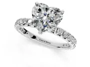 Solitaire Engagement Ring Setting for Heart-Shaped Center with Shared-Prong Accents and Prong Head in White Gold