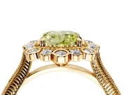 Milgrain Halo Engagement Ring Setting for Fancy Yellow Cushion Cut Center with Bezel Point Accents and Prong Head in Yellow Gold