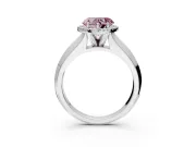 Halo Engagement Ring Setting for Fancy Pink Heart-Shaped Center with Knife Ridge Cathedral Band and Prong Head in Sterling Silver