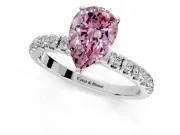 Open Basket Engagement Ring Setting for Fancy Pink Pear-Shaped Center with Pave Band and Prong Head in Platinum
