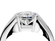 Tension Engagement Ring Setting for Radiant Cut Center with Wide Tapered Band and Tension Head in White Gold