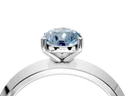 Solitaire Engagement Ring Setting for Fancy Blue Pear-Shaped Center with Wide Knife Ridge Band and Prong Head in Platinum