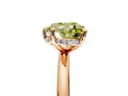 Hidden Halo Engagement Ring Setting for Fancy Yellow Heart-Shaped Center with Thin Rounded Band and Prong Head in Rose Gold