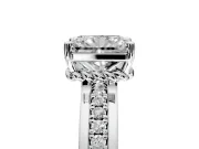 Solitaire Engagement Ring Setting for Radiant Cut Center with Raised Channel Band and Prong Head in Sterling Silver