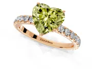 Solitaire Engagement Ring Setting for Fancy Yellow Heart-Shaped Center with Large Accent Band and Prong Head in Rose Gold