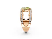 Solitaire Engagement Ring Setting for Fancy Yellow Pear-Shaped Center with Wide-Open Split Shank and Prong Head in Rose Gold