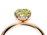 Hidden Halo Engagement Ring Setting for Fancy Yellow Cushion Cut Center with Thin Round-Wire Band and Prong Head in Rose Gold