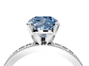 Milgrain Pave Engagement Ring Setting for Fancy Blue Cushion Cut Center with Accent Band and Prong Head in Platinum